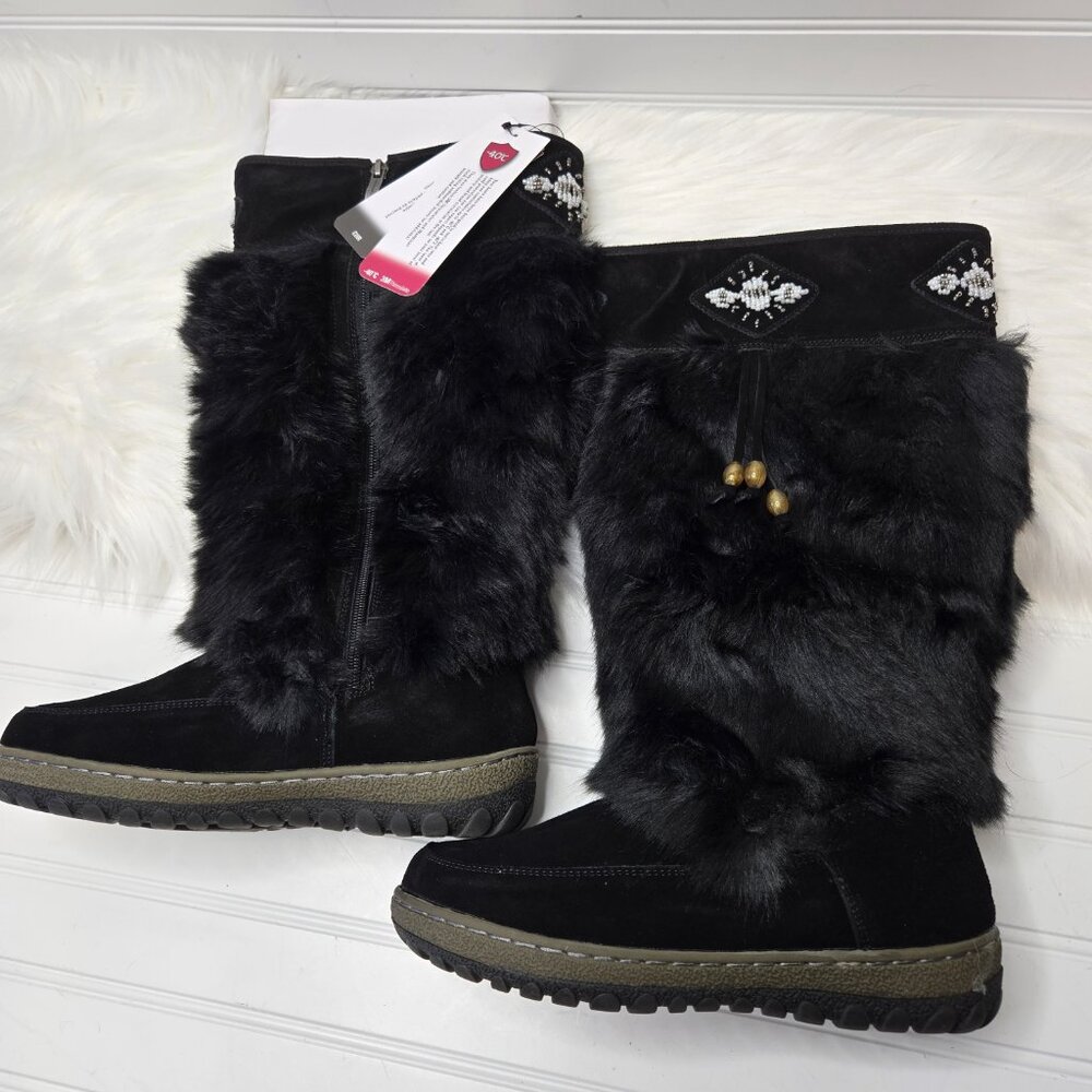Wanderlust Women's Nika Black Fur Knee-High Boots Shoes 8 Wide W 1077498-9 New - Picture 6 of 16